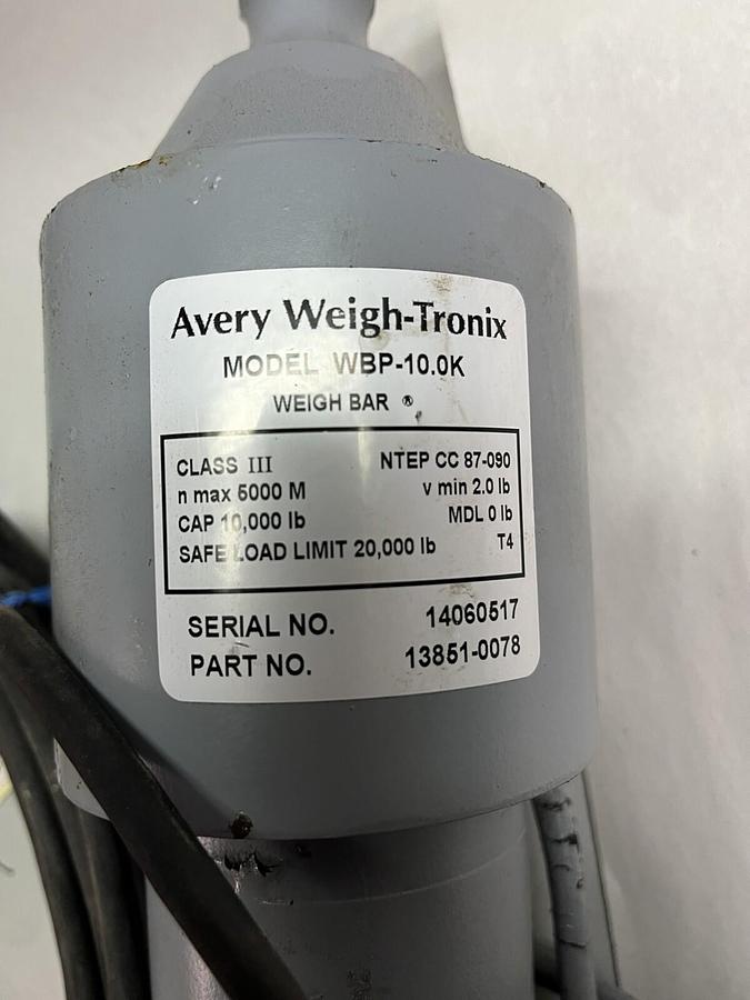 Used AVERY WEIGH-TRONIX,WBP-10.0K,CLASS 3 CAP 10K LB LOAD CELL 13851-0078