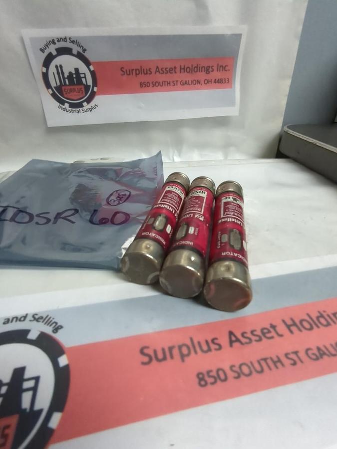 Used LITTELFUSE,IDSR60,INDICATOR 60 AMP FUSE LOT OF 3 PRE-OWNED