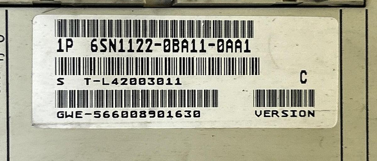 Used SIEMENS,6SN1123-1AA00-0CA2,SIMODRIVE 611 POWER MODULE W/ 6SN1122-0BA11-0AA1