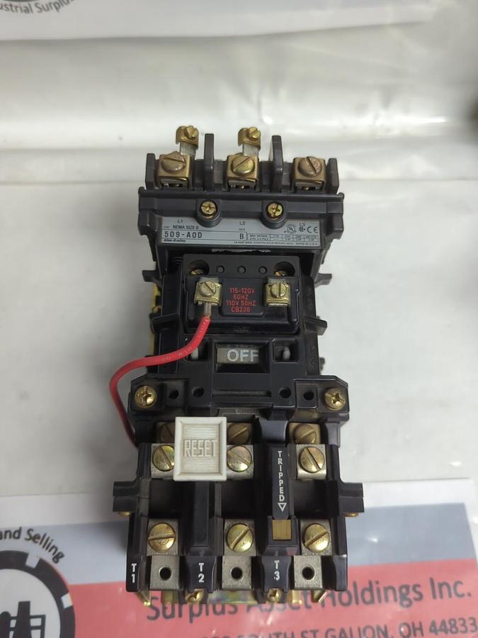Used ALLEN BRADLEY,509-AOD,SERIES B NON-REVERSING STARTER 18 AMP SIZE 0 PRE-OWNED