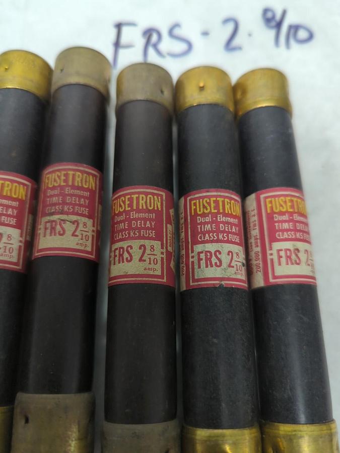 Used COOPER BUSSMANN,FRS-2-8/10,FUSETRON 2-8/10 AMP FUSE LOT OF 6 PRE-OWNED