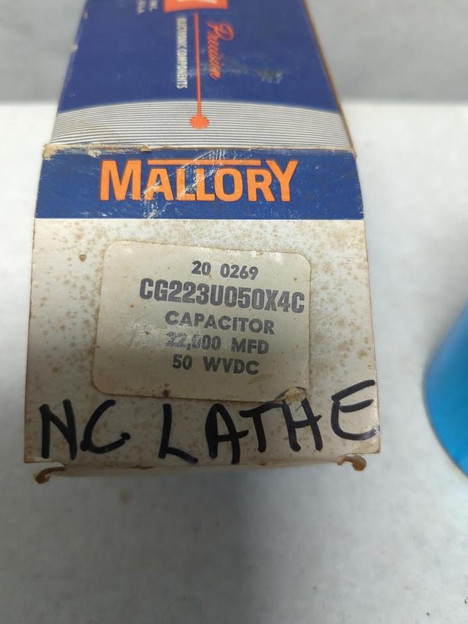 MALLORY,CG223U050X4C,CAPACITOR 22,000 MFD 50 WVDC NOS