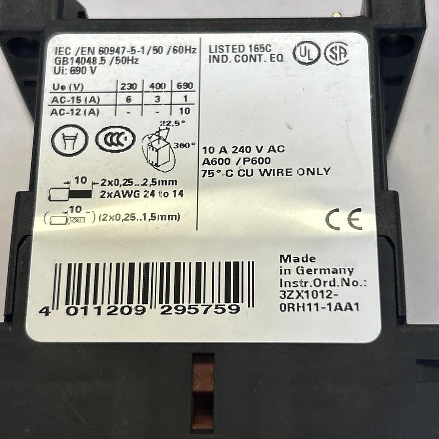 Used SIEMENS,3ZX1012-0RH11-1AA1,CONTACTOR