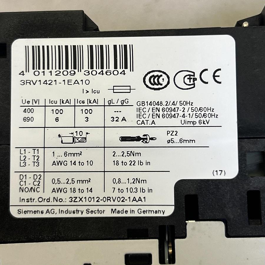 Used SIEMENS,3RV1421-1EA10,MOTOR STARTER
