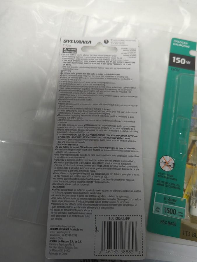 SYLVANIA,X17357,T3 HALOGEN BULB LOT OF 3 NOS