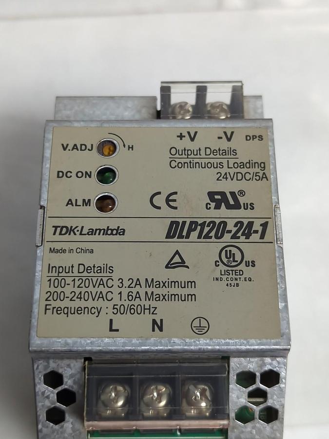 Used TDK-LAMBDA,DLP120-24-1,POWER SUPPLY OUT PUT CONT. LOADING 24VDC/5A PRE-OWNED
