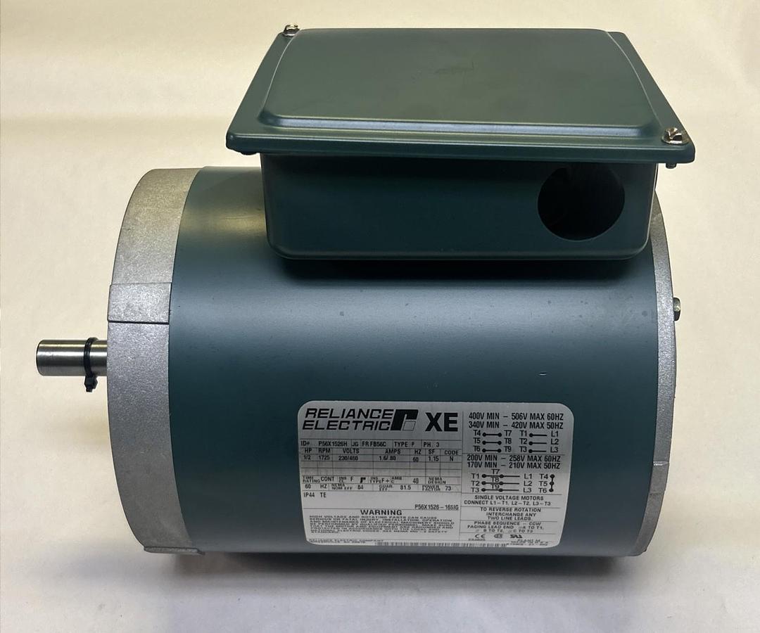 Used RELIANCE ELECTRIC,P56X1526H,MOTOR 1/2HP 1725RPM 230/460V 3PH FB56C FRAME