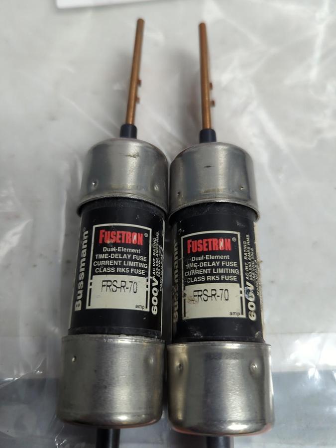 Used COOPER BUSSMANN,FRS-R-70,FUSETRON 70 AMP FUSE LOT OF 2 PRE-OWNED