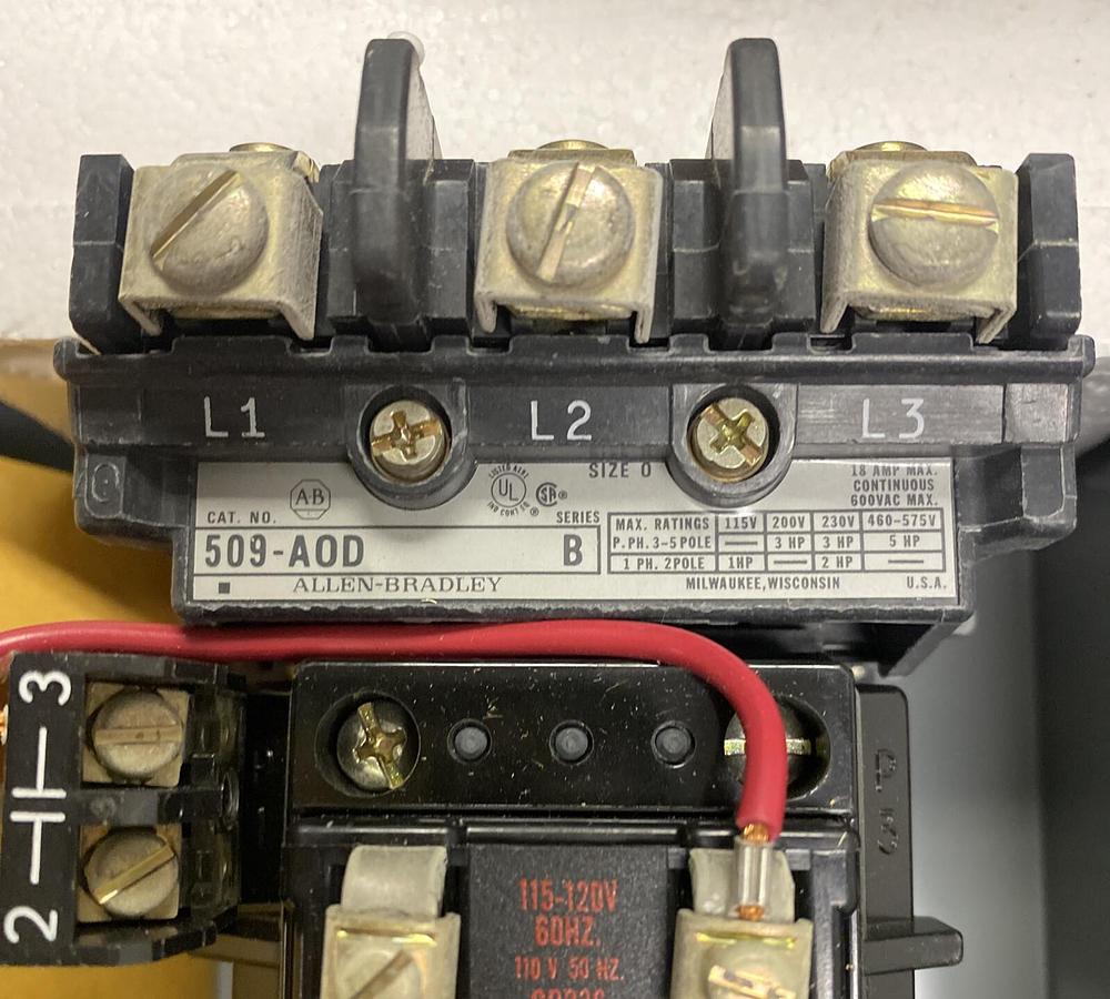 ALLEN BRADLEY,509-AAD,SER B SIZE 0 FULL VOLTAGE NON-REVERSING STARTER NOS
