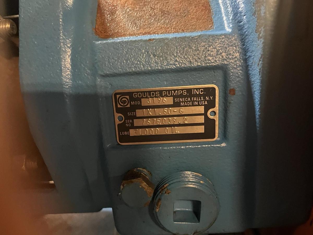 Used GOULDS,3196,STX CENTRIFUGAL PUMP 1X1.5-6 MOTOR 7.5HP 3525RPM 3PH