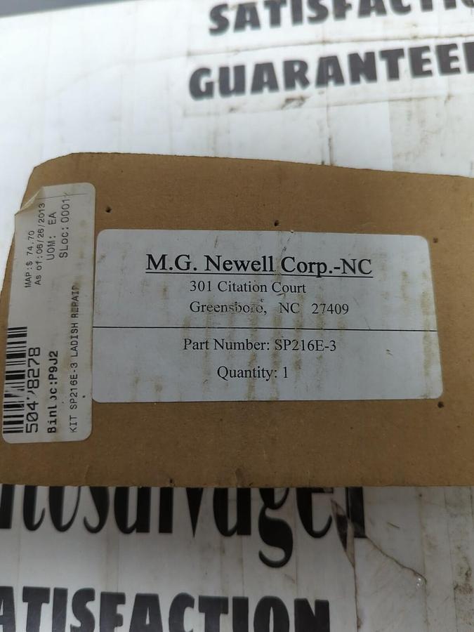 Used M.G. NEWELL CORP.,SP216E-3,REPAIR KIT NEW
