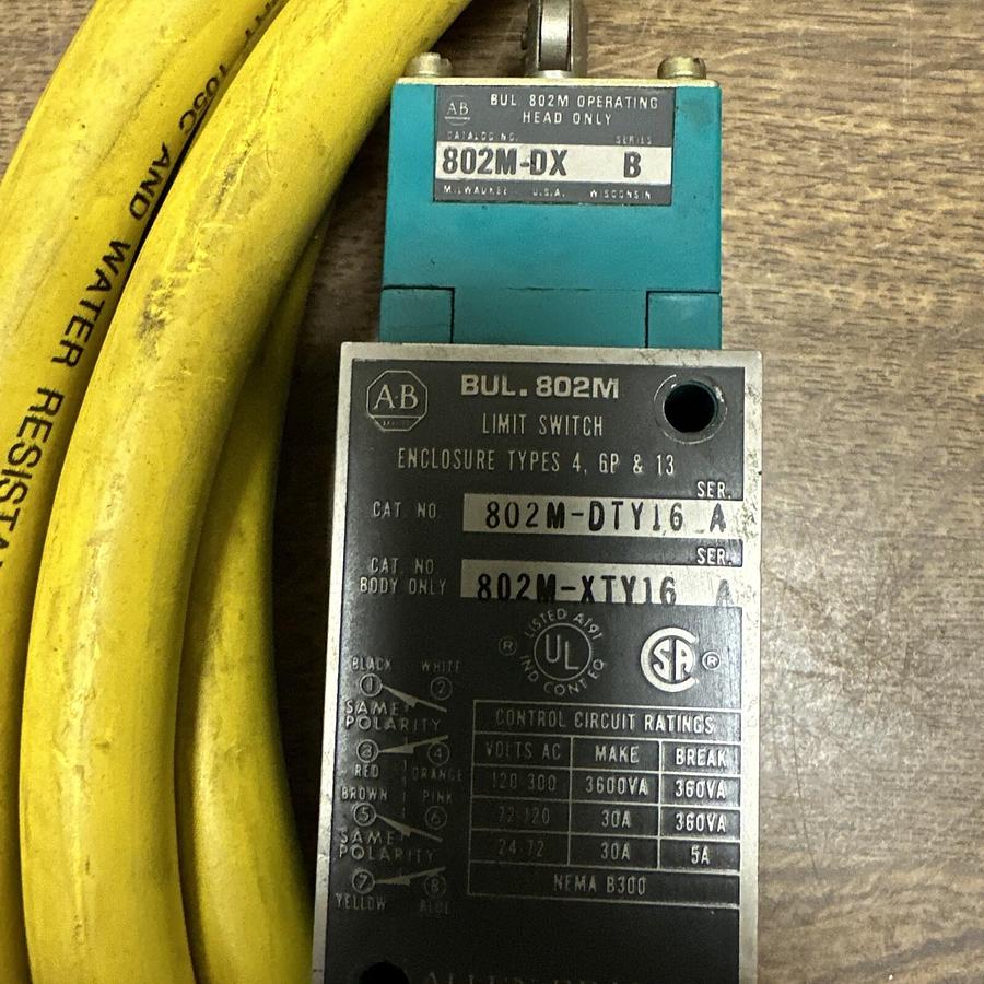 Allen Bradley,802M-DTY16,Pre-Wired Factory Sealed Limit Switch
