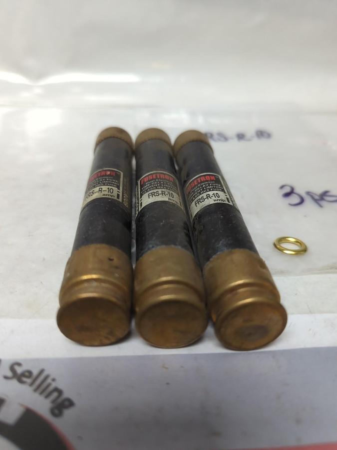Used COOPER BUSSMANN,FRS-R-10,FUSETRON 10 AMP FUSE LOT OF 3 PRE-OWNED