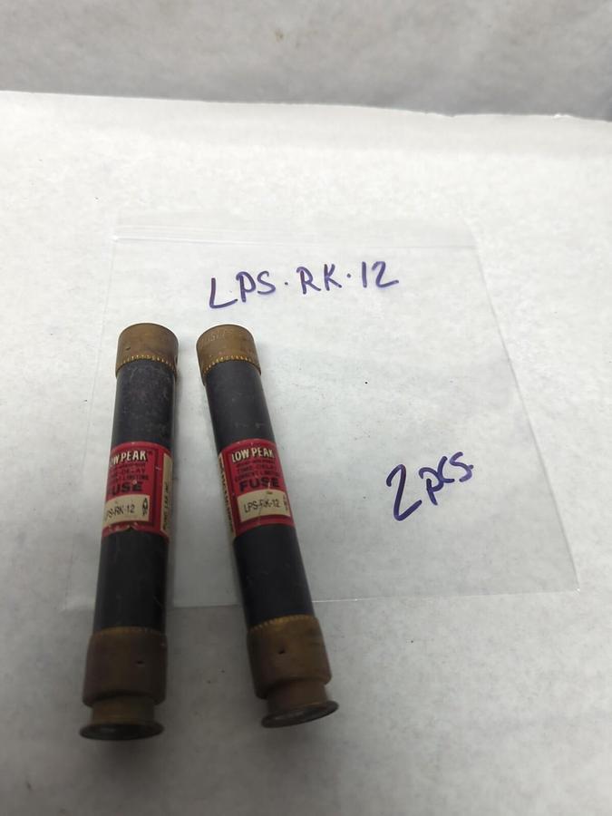 Used COOPER BUSSMANN,LPS-RK-12,LOW-PEAK 12 AMP FUSE LOT OF 2 PRE-OWNED