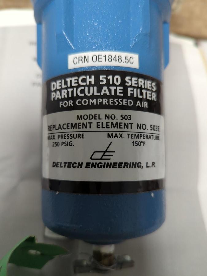 DELETECH,510,SERIES PARTICULATE FILTER  MODEL 503 250PSIG 150°F NOS