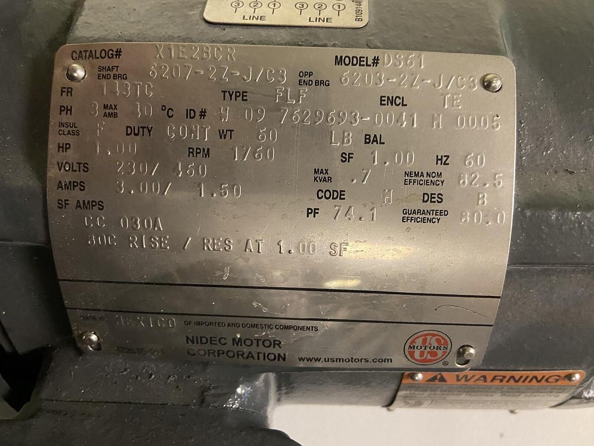 US Motors,X1E2BCR,1Hp Hazardous Motor 1760RPM 230/460V Frame 143TC