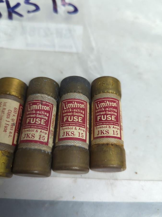 Used COOPER BUSSMANN,JKS-15,LIMITRON 15 AMP FUSE LOT OF 6 PRE-OWNED