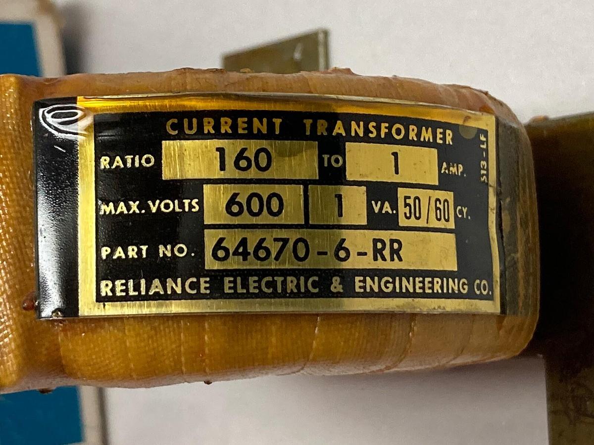 Used Reliance Electric,64670-6-R,Current Transformer Ratio: 600V 1VA 50/60CY