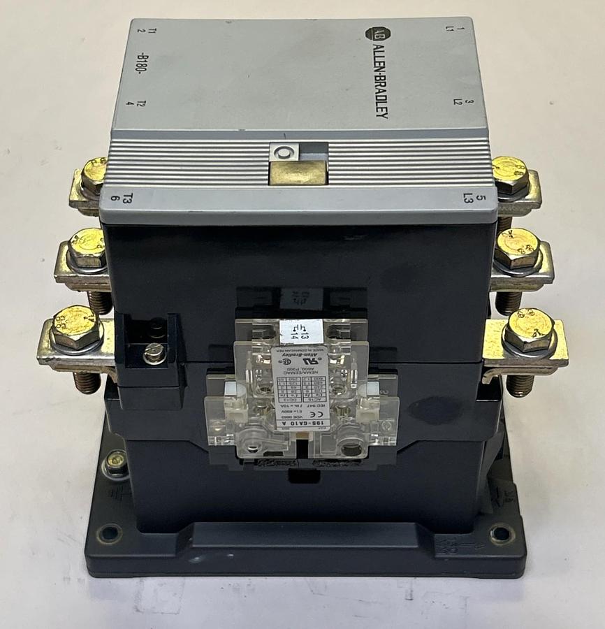 Used ALLEN BRADLEY,100-B180ND3,CONTACTOR 180AMP 150HP 3 PHASE 110/120V COIL