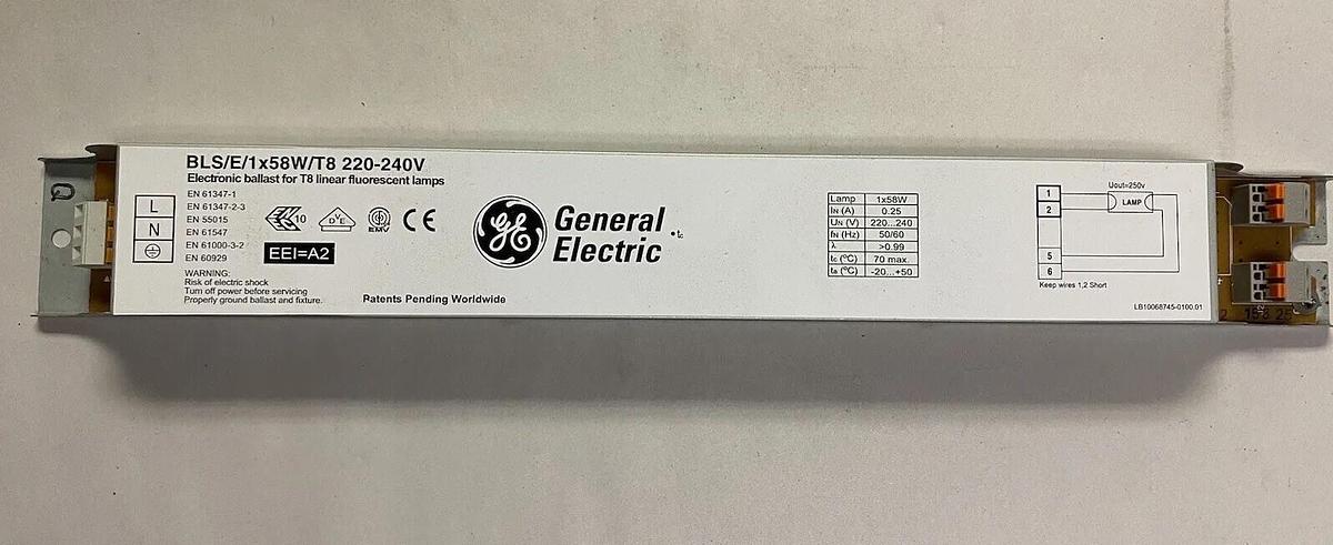 GE,BLS/E/1X58W/T8,220-240V ELECTRIC BALLAST FOR T8 FLOURESCENT LIGHT LOT OF 10