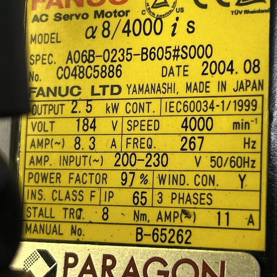 Used FANUC,A06B-0235-B605#S000,AC SERVO MOTOR 4000RPM