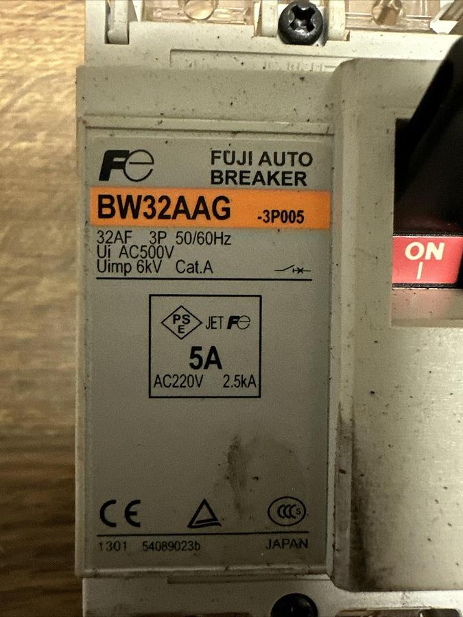 Used Fuji Electric,BW32AAG-3P005,Auto Breaker