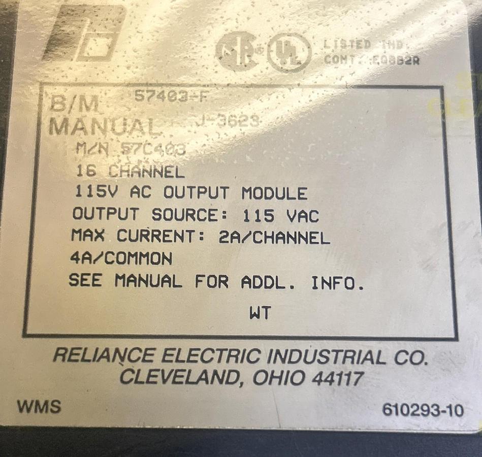 Used RELIANCE ELECTRIC,57C403,HIGH OUTPUT MODULE