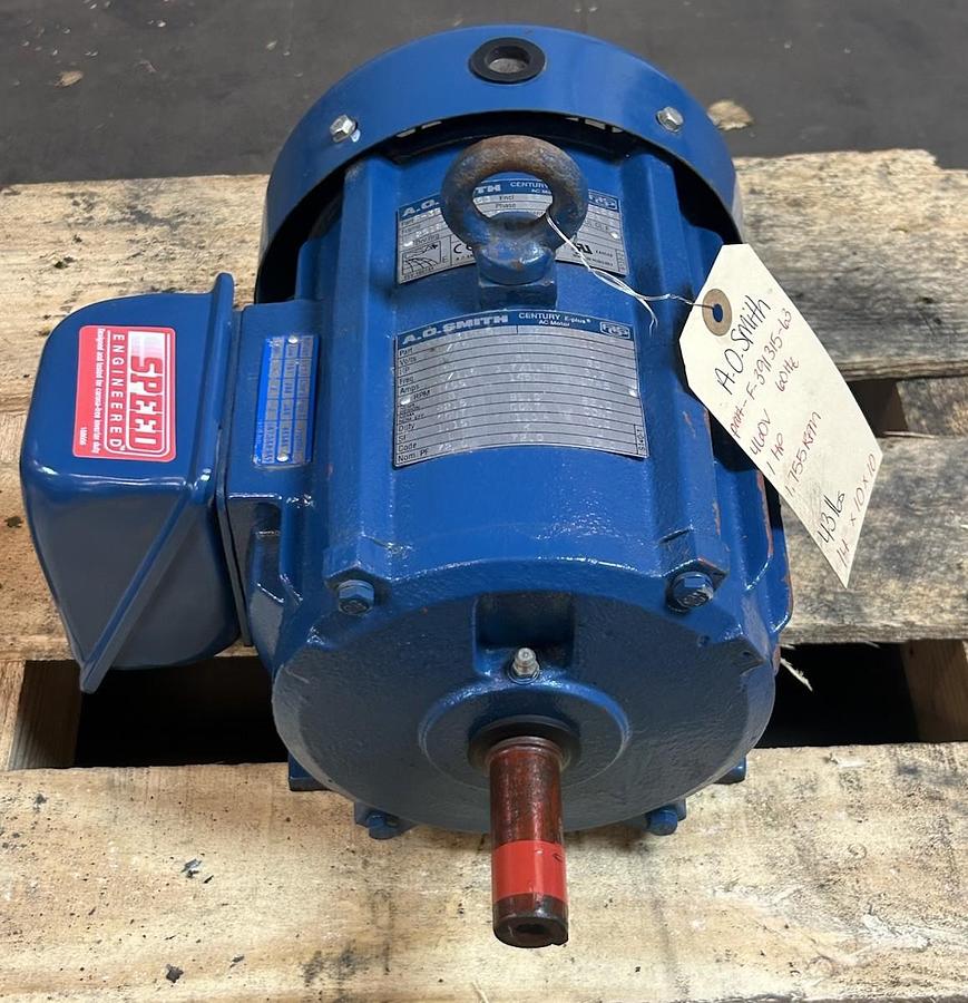 Used AO SMITH,F-391315-63,AC MOTOR 1HP 230/460V 1755RPM 3PH 143T FRAME