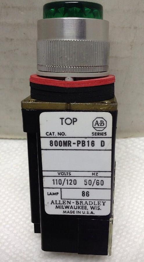 Allen-Bradley,800MR-PB16GA,Small Round Illuminated Push Button Green Lens