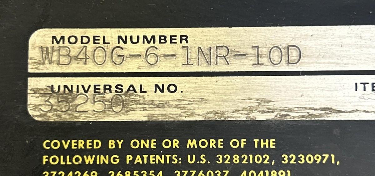 UNIVERAL FLOW MONITORS,WB40G-6-1NR-10D,FLOW RATE INDICATOR NOS