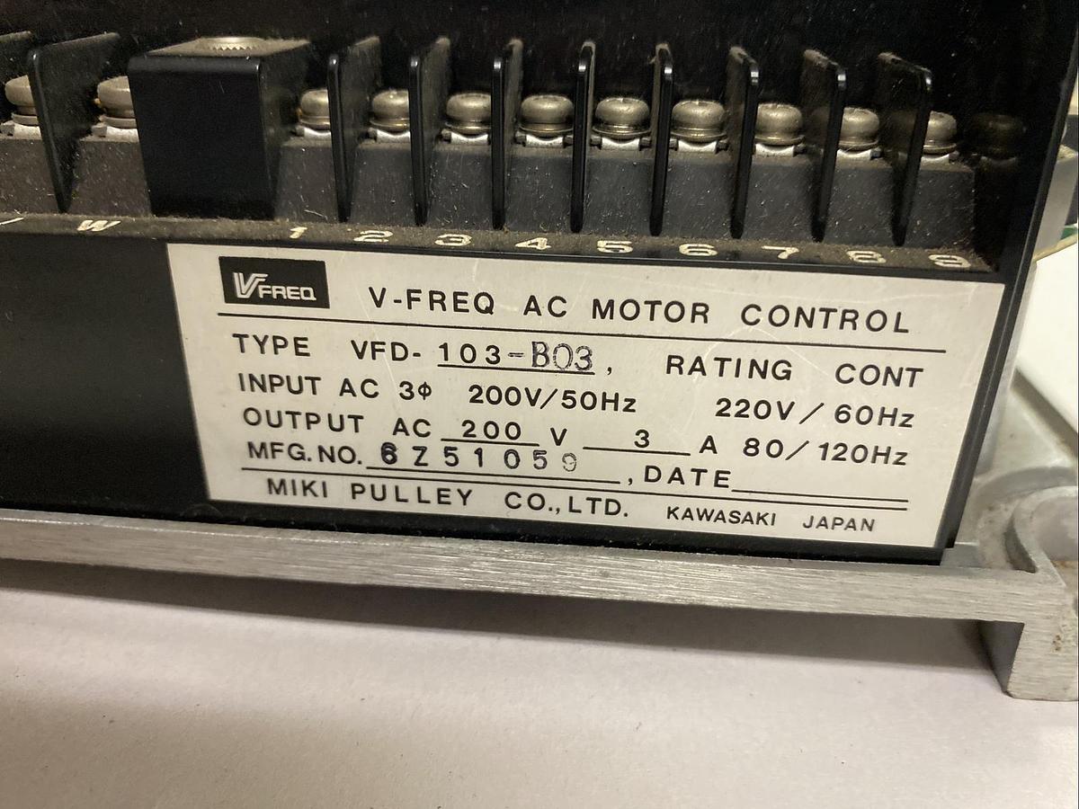 Used MIKI Pulley V-Freq,VFD-103-B03,AC Motor Control 220V 3 Amp