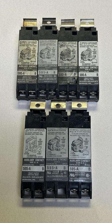 Used ALLEN BRADLEY,595-A,AUXILIAR CONTACT LOT OF 7