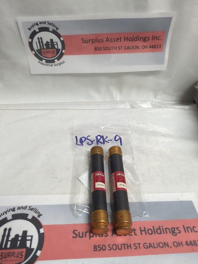 Used COOPER BUSSMANN,LPS-RK-9,LOW-PEAK 9 AMP FUSE LOT OF 2 PRE-OWNED