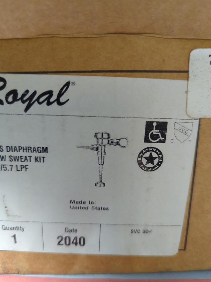 SLOAN,186,ROYAL FLUSHMASTER URINAL FLUSH VALVE ASSEMBLY 3/4 INCH NOS