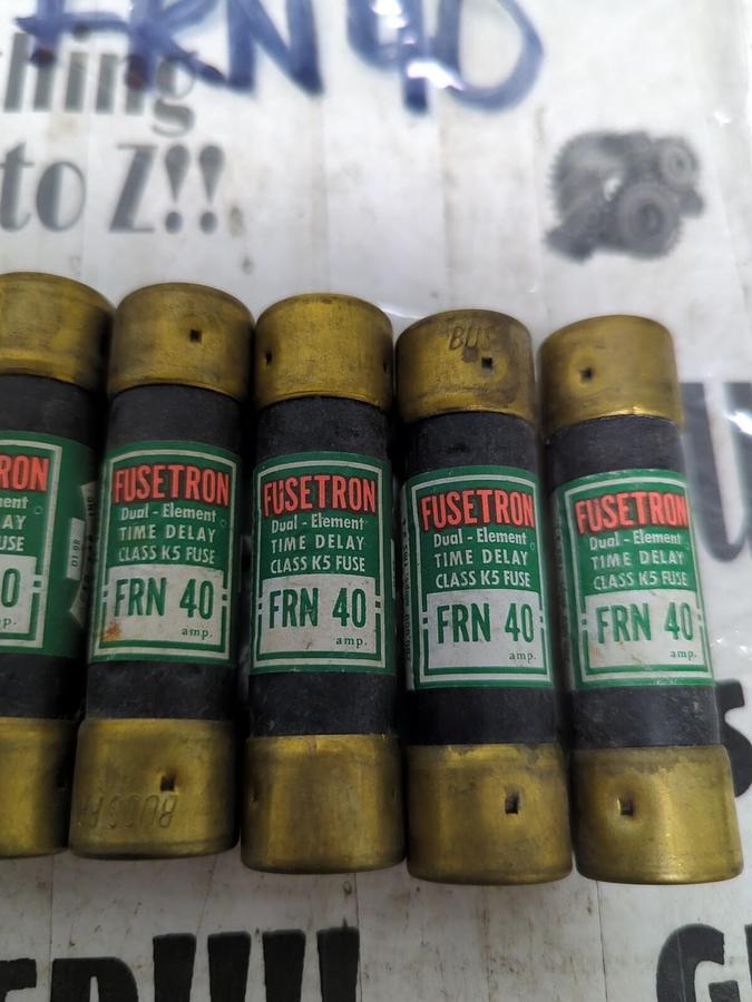 COOPER BUSSMANN,FRN-40,FUSETRON 40 AMP FUSES LOT OF 5 NOS