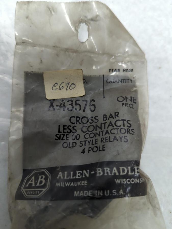ALLEN BRADLEY,X-43576,CROSSBAR SIZE 00 CONTACTORS NOS