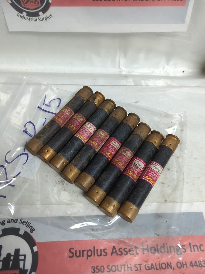 Used COOPER BUSSMANN,FRS-R-15,FUSETRON 15 AMP FUSE LOT OF 8 PRE-OWNED