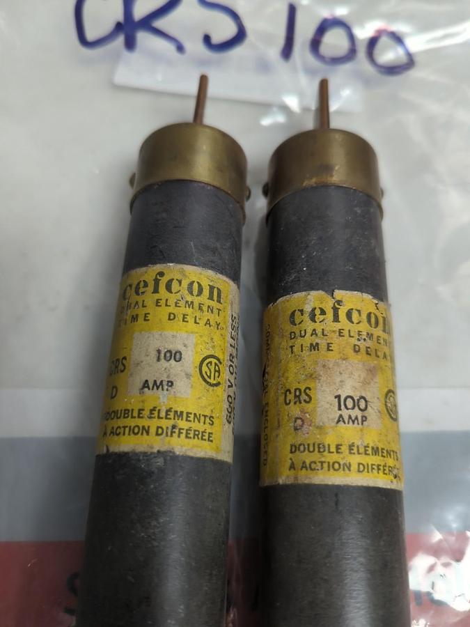 Used CEFCON,CRS-100,TIME-DELAY 100 AMP FUSE LOT OF 2 PRE-OWNED