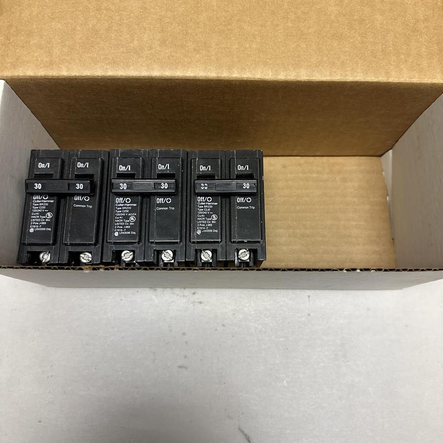 Used Cutler-Hammer,BR230,30AMP 2 Pole 240VAC Circuit Breaker LOT of 3