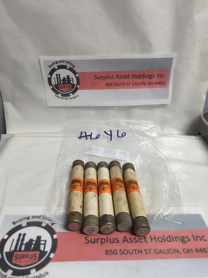Used SHAWMUT,A6Y6,AMP-TRAP 6 AMP FUSE LOT OF 5 PRE-OWNED