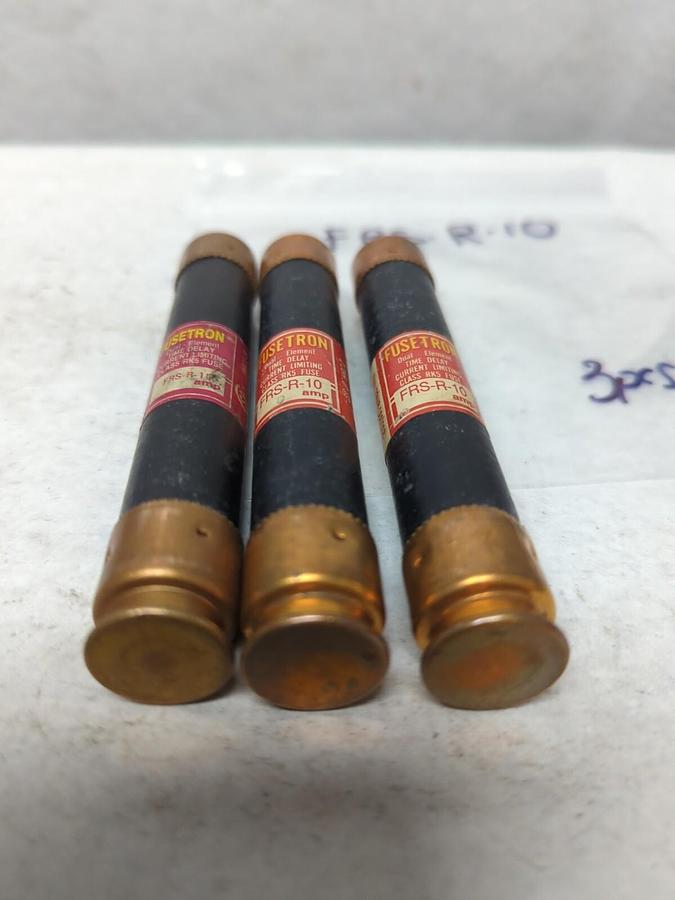 Used COOPER BUSSMANN,FRS-R-10,FUSETRON 10 AMP FUSE LOT OF 3 PRE-OWNED