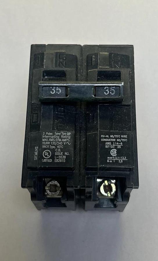 Used SIEMENS,Q235,CIRCUIT BREAKER 35A 120/240V 2P