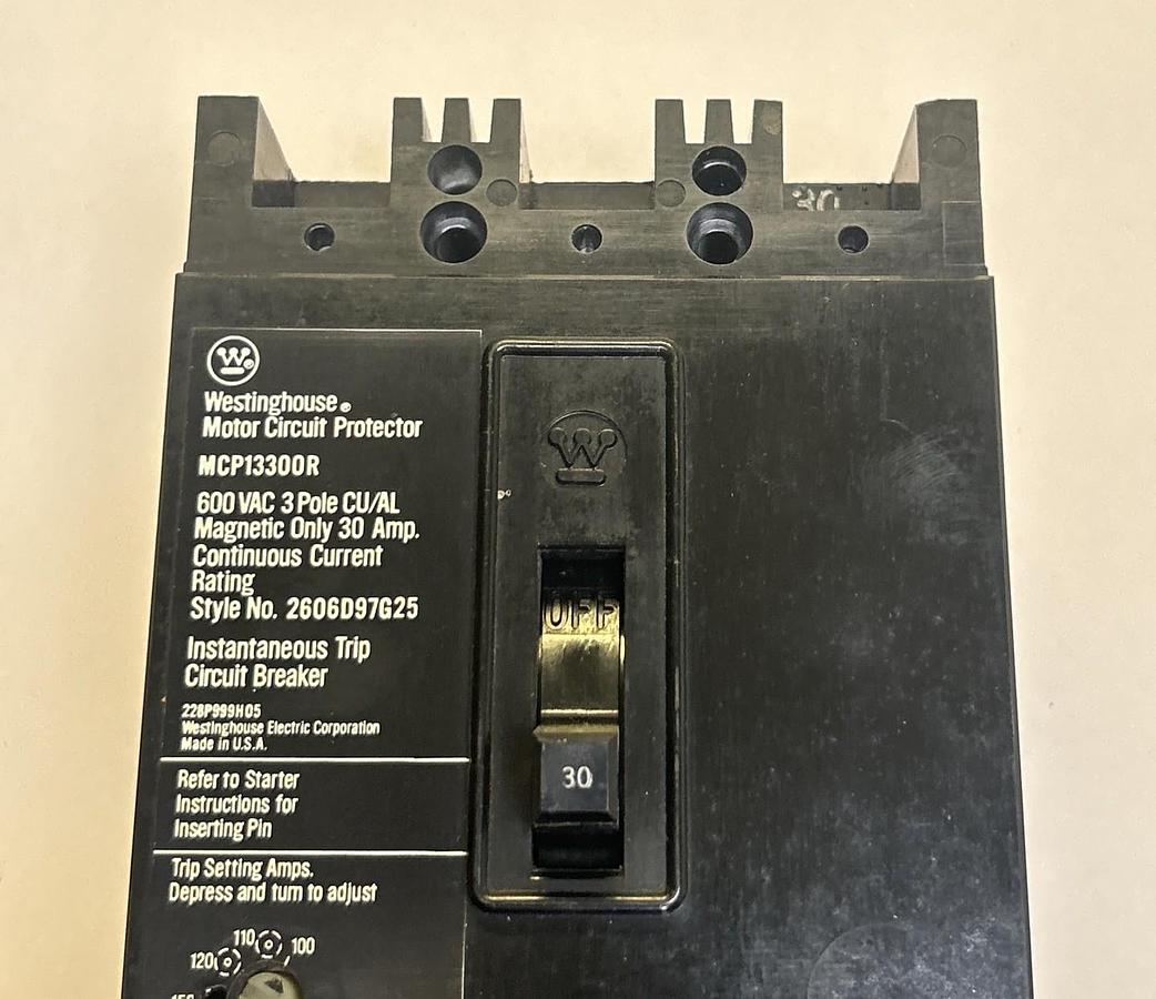 Used WESTINGHOUSE,MCP13300R,CIRCUIT BREAKER 30A 600V 3P
