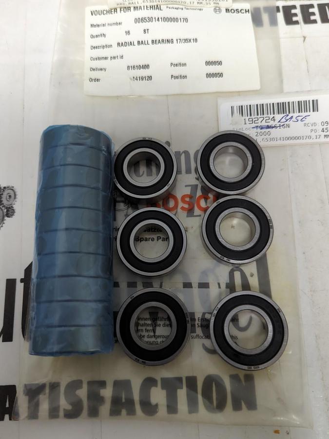 RADIAL BALL BEARINGS,6003-2RS, 17X35X10MM LOT OF 16 NOS