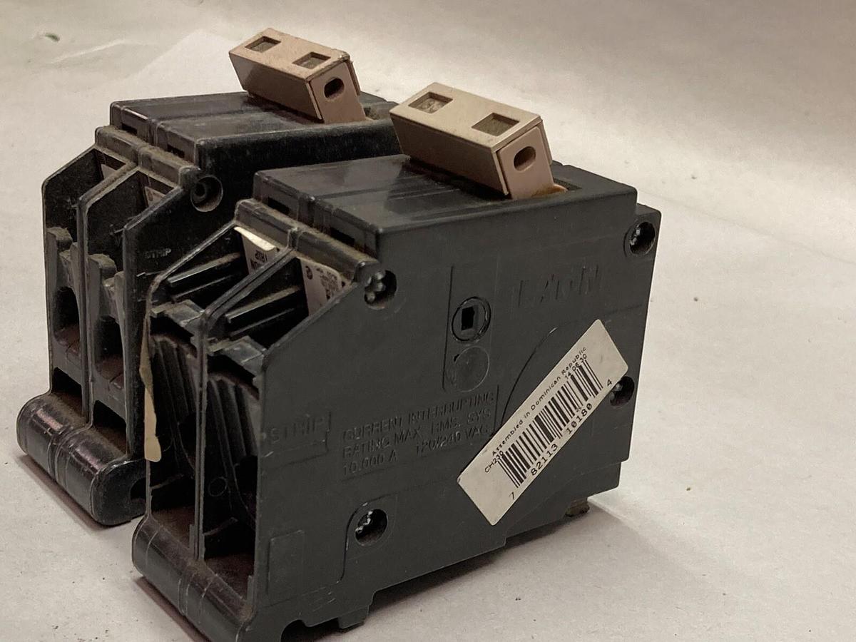 Used Eaton,Type CH,2-Pole Circuit Breakers 120/240V LOT OF 2