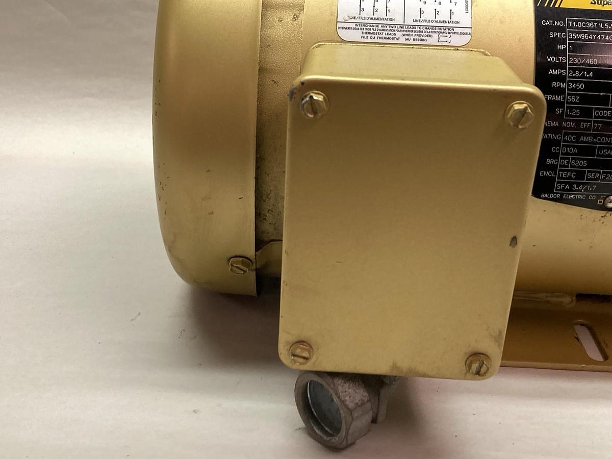 Used Baldor,T1.0C36T1L5.5C,1Hp Motor 230/460V 3450RPM 56z 3ph