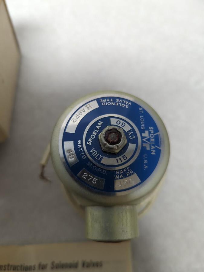 SPORLAN,H A9P2,SOLENOID VALVE 12 WATT NOS