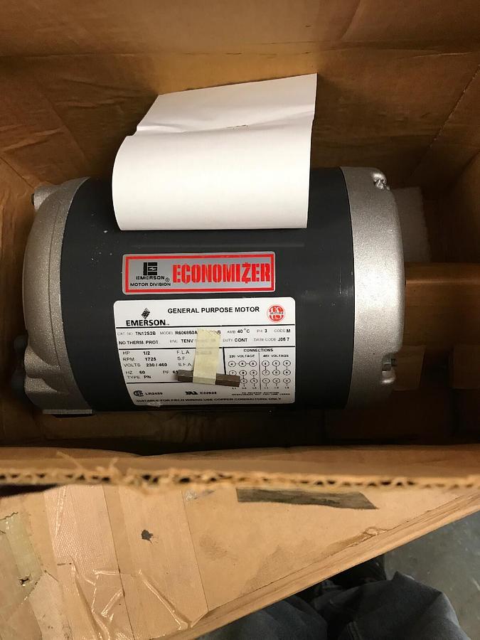 Used Emerson,TN12S2B,Motor 1/2HP 1725RPM 230/460V Frame 56