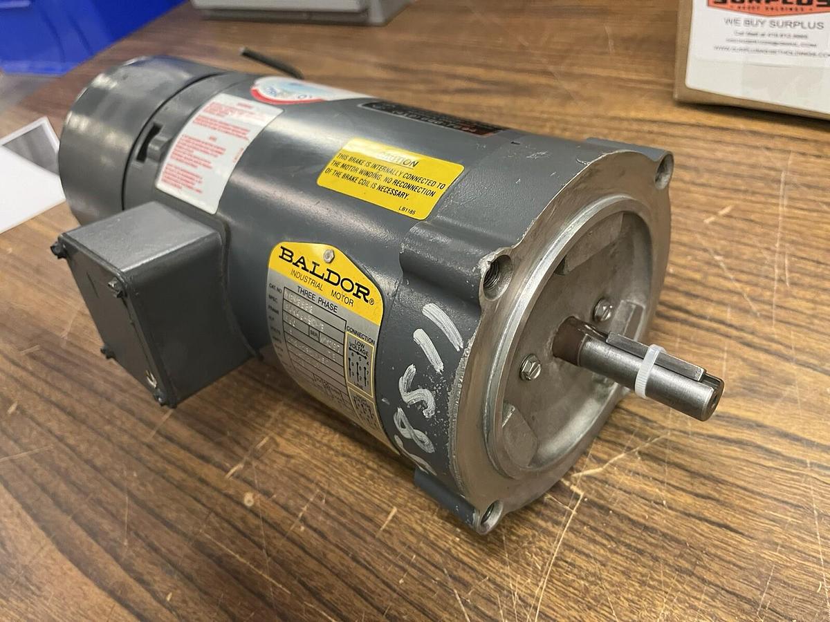 Used BALDOR,VBM3538,BRAKE MOTOR 1/2HP 3PH 1725RPM 56C
