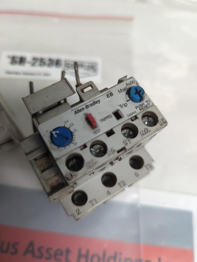 Used ALLEN BRADLEY,193-EB1DB,OVERLOAD RELAY SERIES B 1.0-2.9A LOT OF 2 PRE-OWNED